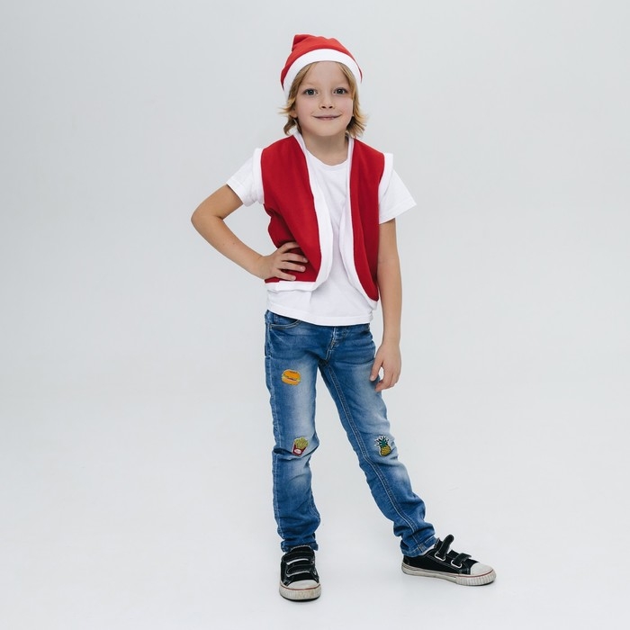 Карнавальный набор &laquo;Новогодний гномик&raquo;: жилетка и колпак, рост 92&ndash;104 см