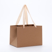 Пакет подарочный с широким дном  20 &times; 14 &times; 13,2 см, крафт