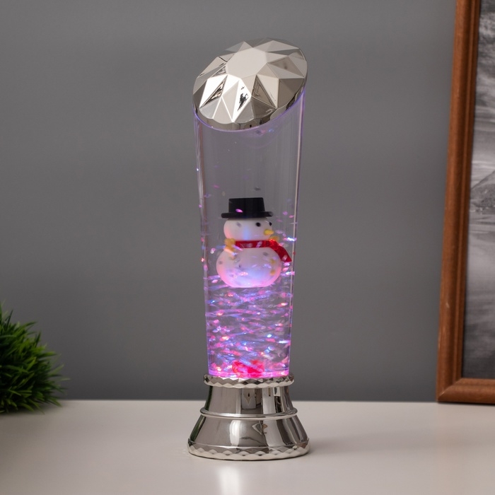 Лава лампа &laquo;Снеговик&raquo; LED 3хААА, USB серебро 6,5х8х23,7см
