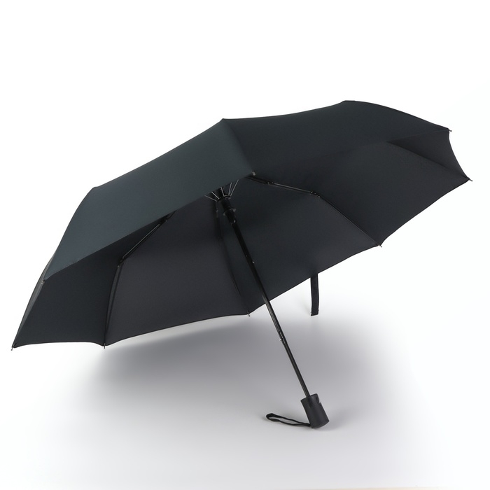 Зонт полуавтоматический &laquo;Тучи&raquo;, эпонж, 3 сложения, 8 спиц, R = 50/58 см, D = 116 см, цвет чёрный