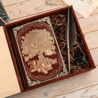 Родословная книга в шкатулке с пером и чернильницей &laquo;Древо&raquo;, 56 листов, 26 х 24 х 7 см.