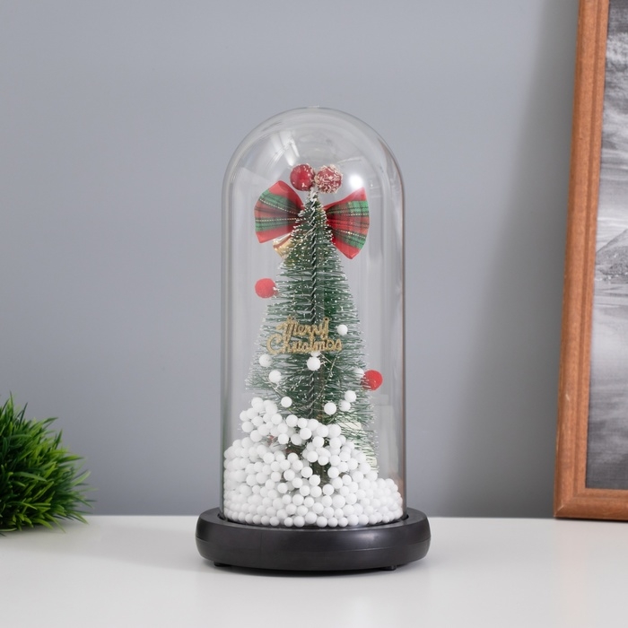 Светильник колба &laquo;Дед мороз и пряничный домик&raquo; 1,5Вт, LED, 3xAAA, черный USB 11х11х21см