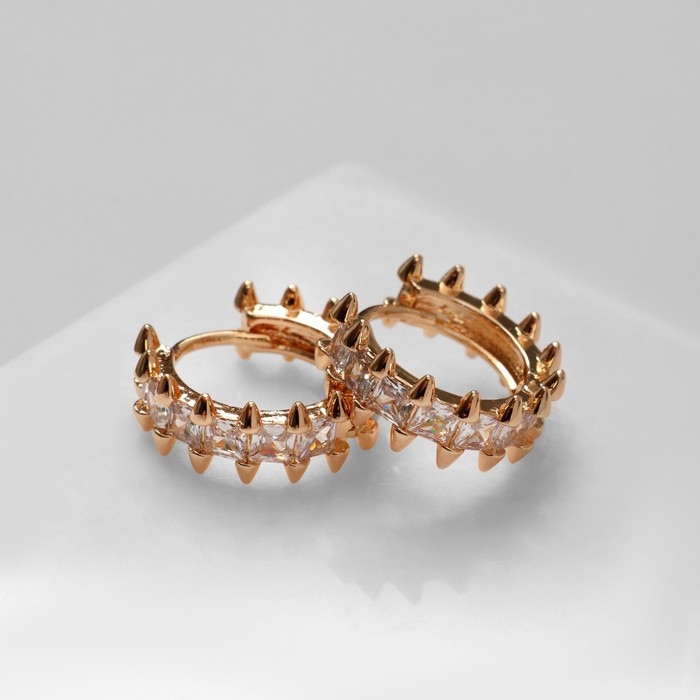 Серьги-кольца &laquo;Искра&raquo; острые, цвет белый в золоте