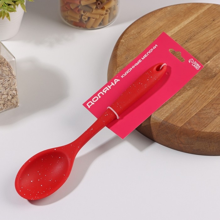 Ложка гарнирная Доляна &laquo;Гранат&raquo;, силикон, 28,5&times;5,5 см, цвет красный