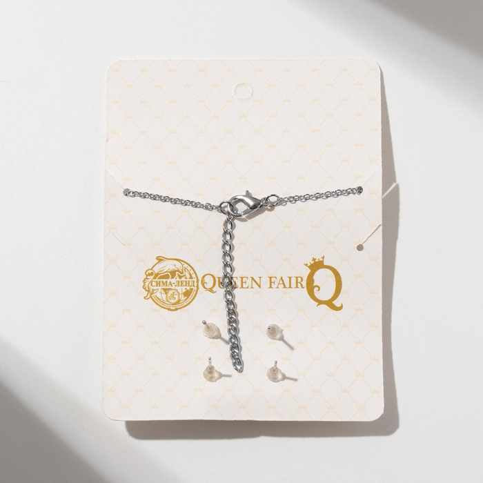 Гарнитур 4 предмета: серьги (3 пары), кулон &laquo;Цветочный набор&raquo;, цвет белый в серебре, 45 см