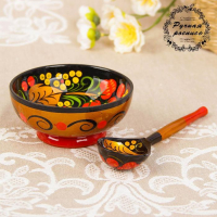 Набор &laquo;Розетка с ложкой&raquo;, 10&times;4&times;10 см, хохлома