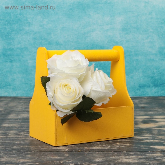 Кашпо деревянное 20×12.5×20 см Стелла Моно, с ручкой, жёлтый Дарим Красиво Кашпо деревянное 20×12.5×20 см Стелла Моно, с ручкой, жёлтый Дарим Красиво