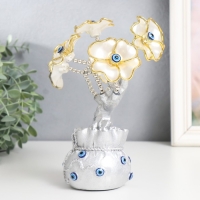 Сувенир от сглаза "Цветущее дерево. Денежный мешок" серебро, перламутр 14,5х8,55х22 см