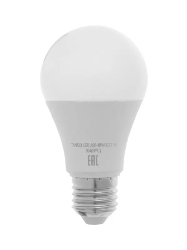 Лампа светодиодная TANGO, А60, 18 Вт, E27, 1710 Лм, 4000K, IP20, свечение нейтральное белое
