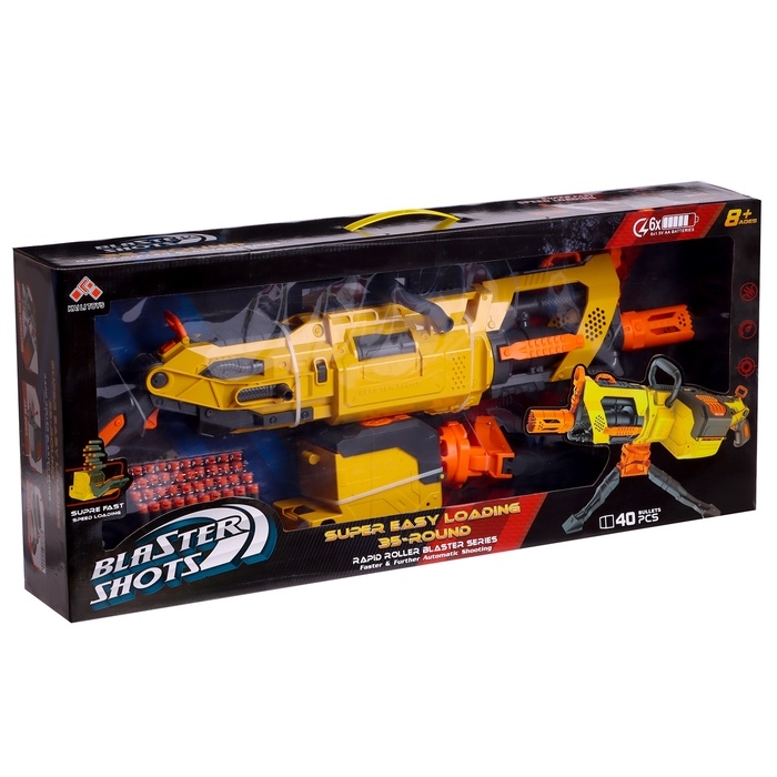 Бластер «Скорострел», стреляет мягкими пулями, работает на батарейках Бластер «Скорострел», стреляет мягкими пулями, работает на батарейках