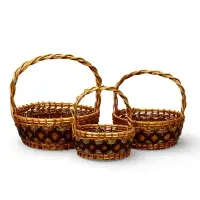 Корзина плетёная для хранения София, ива, круглая, бежевая, набор 3 шт.
