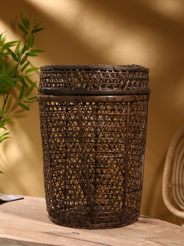 Корзина плетёная "Баскет" бамбук 39х39х50см, тёмная