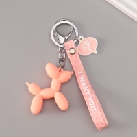 Брелок резина с карабином и браслетом "Воздушный шарик - Собачка" розовый 21х5,4 см