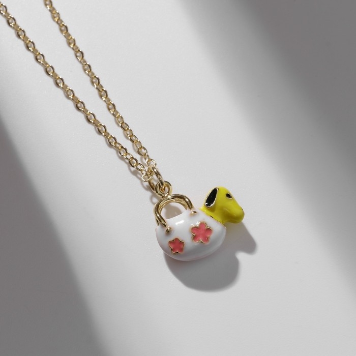 Кулон &laquo;Прелесть&raquo; собака в сумке, цветной в золоте, 40 см