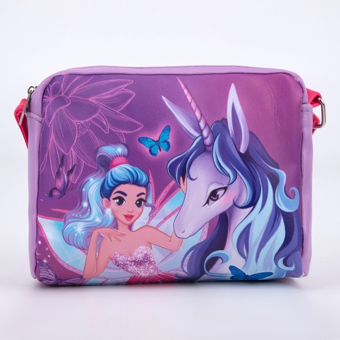 Сумка детская &laquo;Единорог и фея&raquo; из эко-кожи, на ремешке, 15х12х3 см