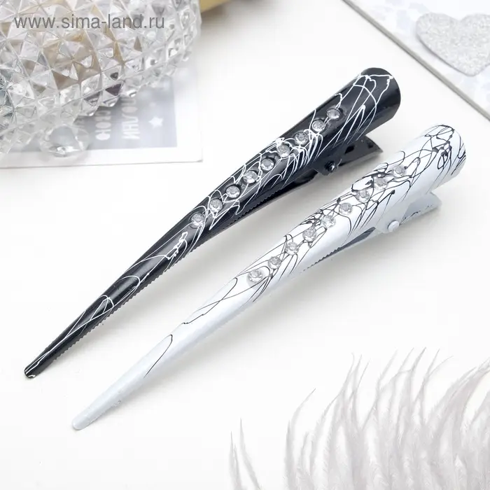 Зажим для волос &laquo;Даниэла&raquo;, брызги, 12.7 см, чёрный, белый