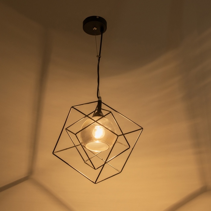 Люстра Люстра "Куб в кубе" 1х60Вт Е27 Чёрный 35х35х40(100)см