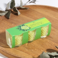 Свеча ароматическая в стакане (набор 3 шт) по 50 мл, 10 ч, 32 гр, ЛАЙМ-МЯТА