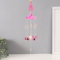 Музыка ветра металл от сглаза "Мишка с 6 колокольчиками" розовый h=53см Музыка ветра металл от сглаза "Мишка с 6 колокольчиками" розовый h=53см