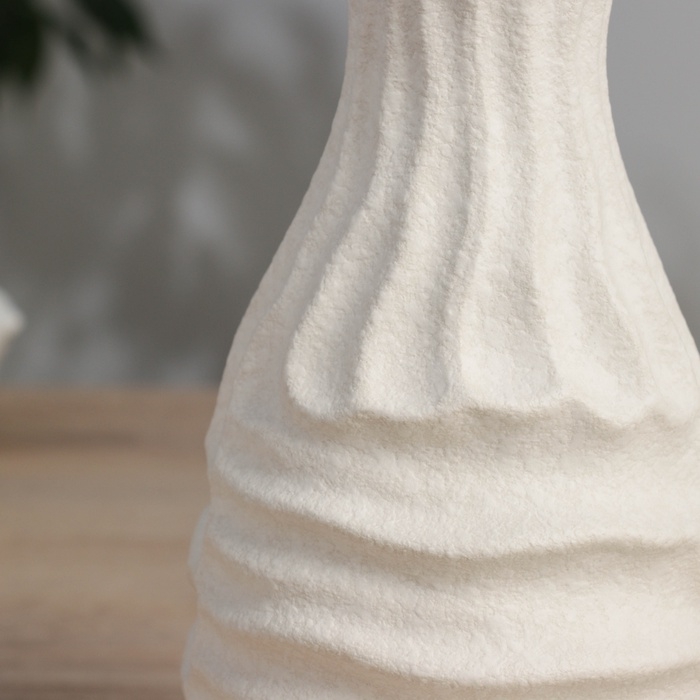 Керамическая ваза декоративная настольная &laquo;Нейтен&raquo;, для цветов, сухоцветов, d-5 см, 20&times;10.5 см, белый