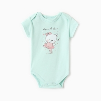 Боди детское с коротким рукавом, цвет ментоловый, рост 68 см