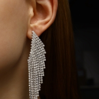 Серьги висячие со стразами «Вечное сияние» крылья, цвет белый в серебре Серьги висячие со стразами «Вечное сияние» крылья, цвет белый в серебре