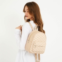 Рюкзак школьный из искусственной кожи с карманом NK 27х23х10 см, бежевый цвет Рюкзак школьный из искусственной кожи с карманом NK 27х23х10 см, бежевый цвет