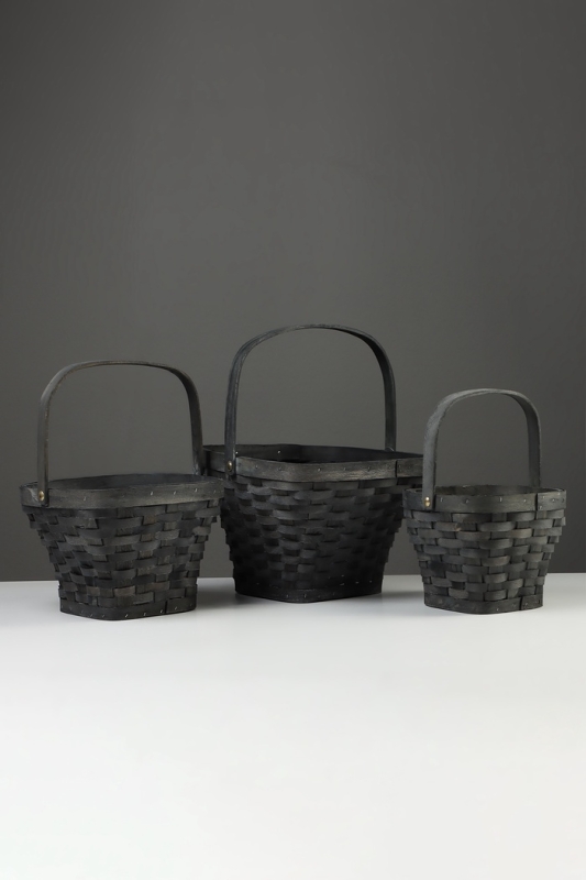 Набор корзин плетёных, 3 шт., 28×28×16 см, 23×23×14 см, 18×18×12 см, ива, серая Набор корзин плетёных, 3 шт., 28×28×16 см, 23×23×14 см, 18×18×12 см, ива, серая