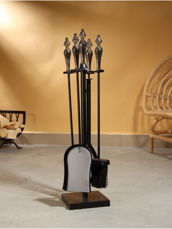 Каминный набор "Отдых" сталь, 4 предмета, 15х15х66 см