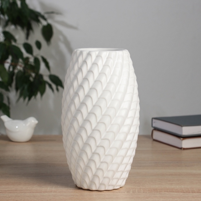 Керамическая ваза для цветов, сухоцветов &laquo;Лоренс&raquo;, настольная, d-7.5 см, 22&times;11 см, белый