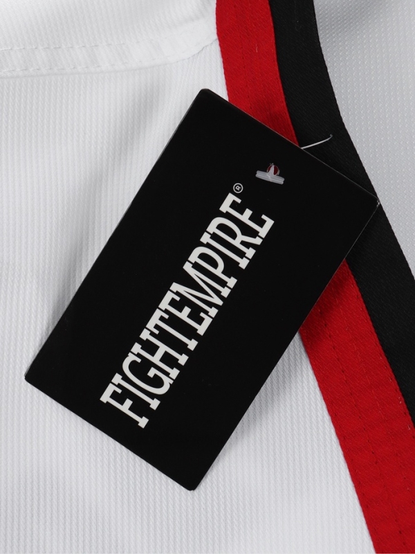 Добок (кимоно) для Тхэквондо, белый, черно-красный ворот, детский, размер 130