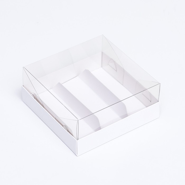 Упаковка с прозрачной крышкой под 3 эклера, белый 13,5 x 13,5 x 6 см