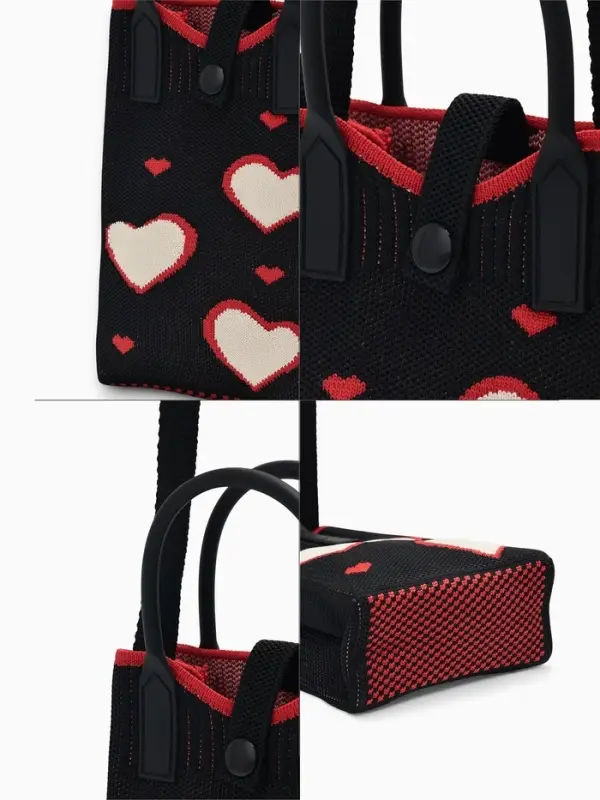 Сумка подр Сердца, 12*4*17, отд на кнопке, дл ремень, черный