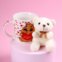 Набор «Люблю тебя», игрушка в кружке, мишка, цвет МИКС Набор «Люблю тебя», игрушка в кружке, мишка, цвет МИКС