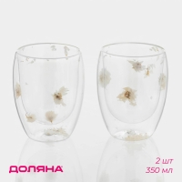 Набор стаканов с двойными стенками &laquo;Сухоцвет&raquo;, 350 мл, 9,5х11,5 см, 2 шт
