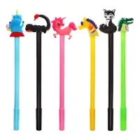 Ручка - прикол гелевая, синий стержень, Животные, МИКС