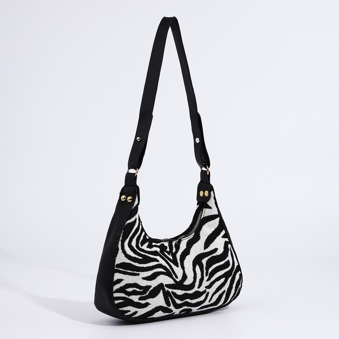 Сумка женская текстильная, 20х23х5.5 см, зебра Сумка женская текстильная, 20х23х5.5 см, зебра