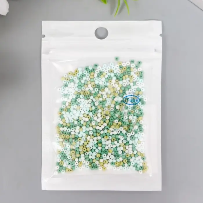 Бисер стекло 11/0 "Матовый. Меланж зелёный" 10 гр