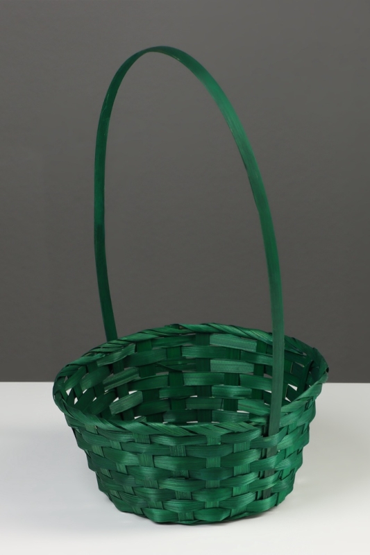 Корзина плетёная, 20×20×9 см, ручка h=25 см, бамбук, зелёная Корзина плетёная, 20×20×9 см, ручка h=25 см, бамбук, зелёная