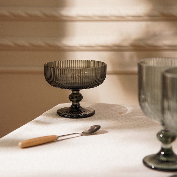 Креманка стеклянная SL Home «Модерн», 300 мл, 12×10 см, цвет графитовый Креманка стеклянная SL Home «Модерн», 300 мл, 12×10 см, цвет графитовый