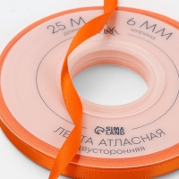 Лента атласная двухсторонняя №751 6мм*25&plusmn;1м ярко-оранжевый TR