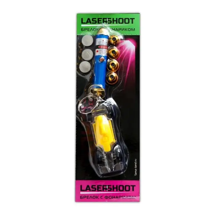 Фонарик свет + лазер 5 насадок "Машинка" МИКС