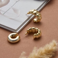 Набор серьги и каффы 3 шт. &laquo;Косичка&raquo; бублик, цвет золото