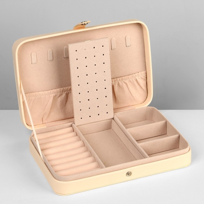 Органайзер для украшений &laquo;Шкатулка портативная&raquo;, 8 полос, 3 места, 14&times;21&times;4,5 см, цвет белый