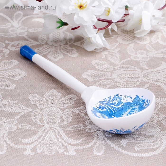 Ложка полубаская с росписью &laquo;Гжель&raquo;, 19&times;6 см, микс