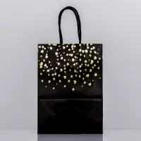 Пакет крафт &laquo;Сердца&raquo;, чёрный, 21&times;15&times;8 см