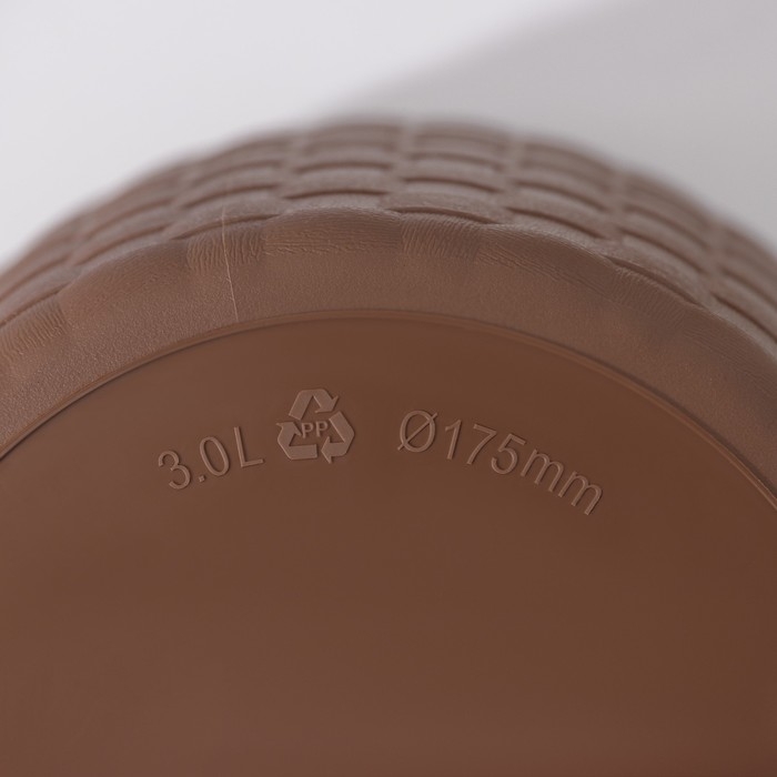 Горшок для цветов с поддоном &laquo;Ротанг&raquo;, 3 л, d=17 см, h=17 см, коричневый