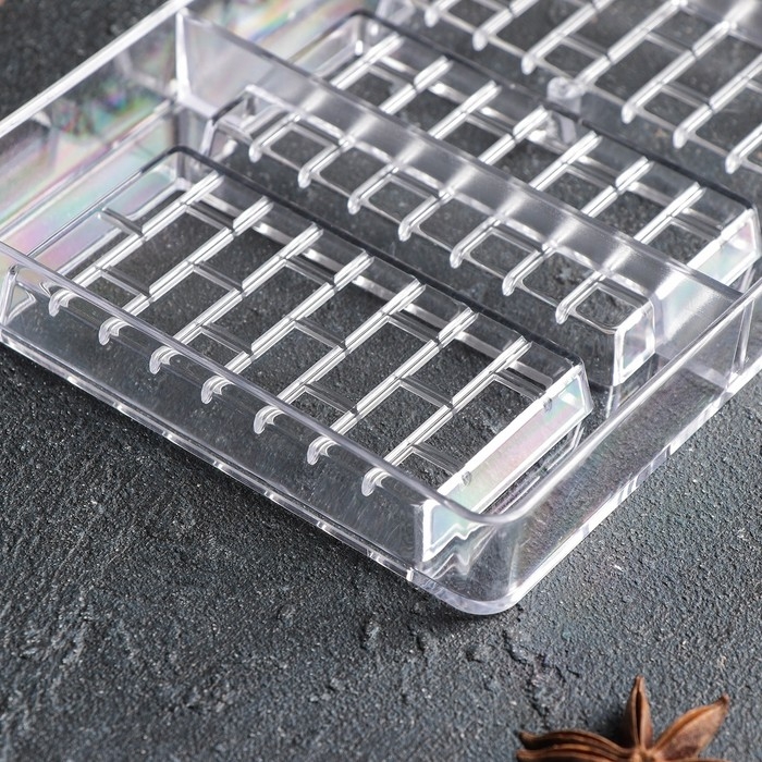 Форма для шоколада &laquo;Брикс&raquo;, 20&times;12&times;2,5 см, 4 ячеек 8,5&times;4,2&times;1 см, цвет прозрачный