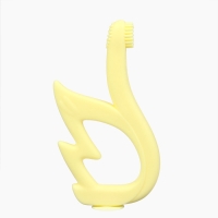 Прорезыватель силиконовый для зубов Крошка Я &laquo;Лебедь&raquo;, щеточка, на присоске, желтый