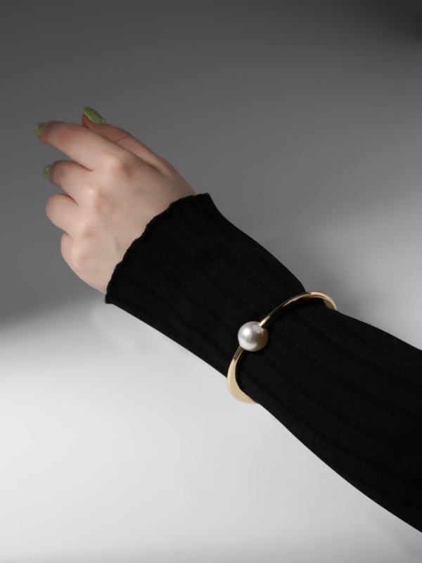 Браслет металл &laquo;Жемчужный&raquo; одна бусина, цвет золото